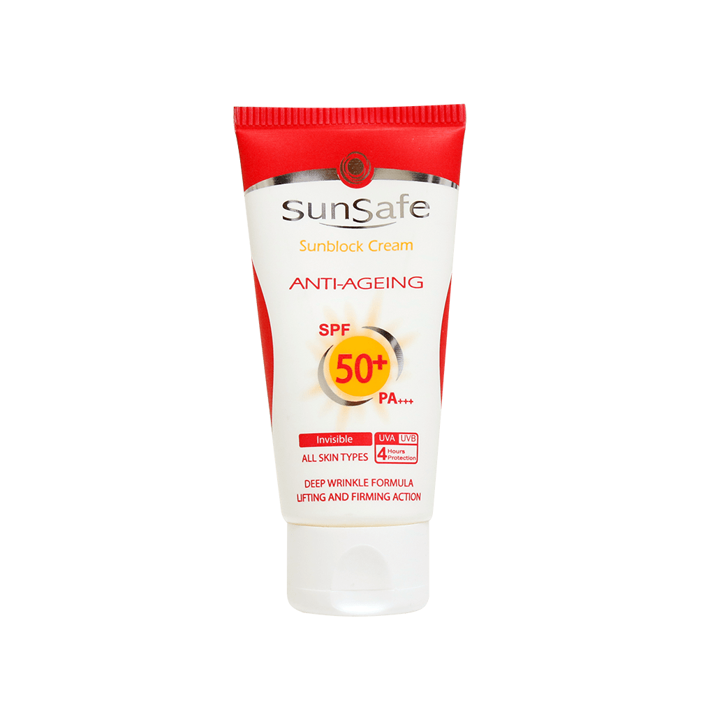 کرم ضد آفتاب ضد چروک SPF50 بی رنگ سان سیف