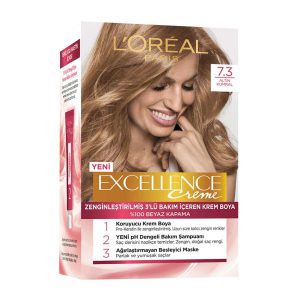 کیت رنگ مو قهوه‌ای طلایی- 7.3 لورآل مدل Excellence