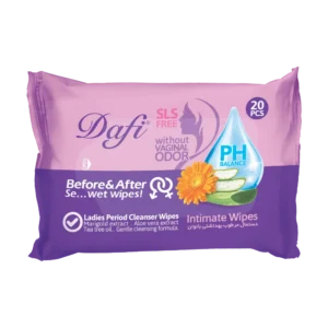 دستمال مرطوب بهداشتی دافی مدل لیدیز - بسته 20 عددی