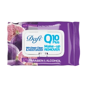 دستمال مرطوب پاک کننده آرایش دافی مدل Q10 طرح میوه انجیر بسته 50 عددی