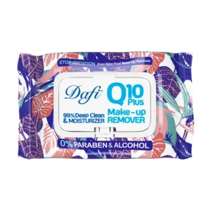 دستمال مرطوب پاک کننده آرایش دافی مدل Q10 طرح گل 3 50 عددی